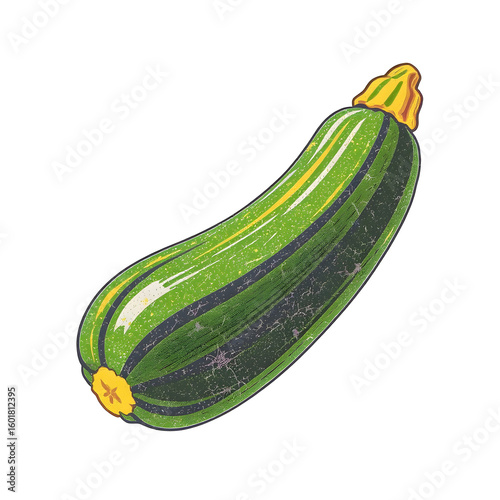 Fresh Green Zucchini Vegetable Close Up Isolated on Transparent Background for Healthy Eating and Organic Diet