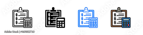 Tax Planning Icon Set Multiple Style Collection