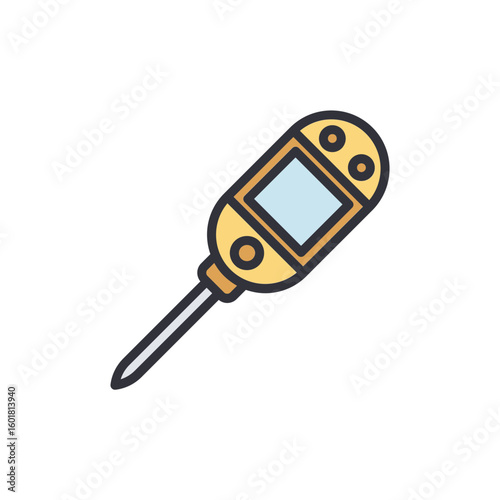 Stylized Digital Thermometer Icon Depicting Accurate Temperature Measurement
