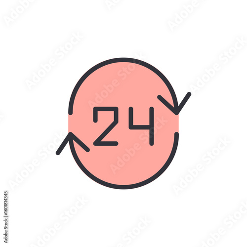 Representation Of Continuous Support With A 24 Hour Service Icon
