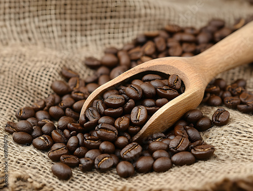 Coffee beans on burlap