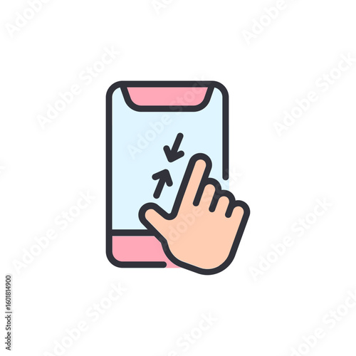 Smartphone Zoom Gesture Illustration On The Screen Isolated With Hand