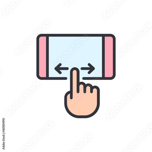 Interactive Mobile Device Display With Horizontal Swipe Navigation Feature