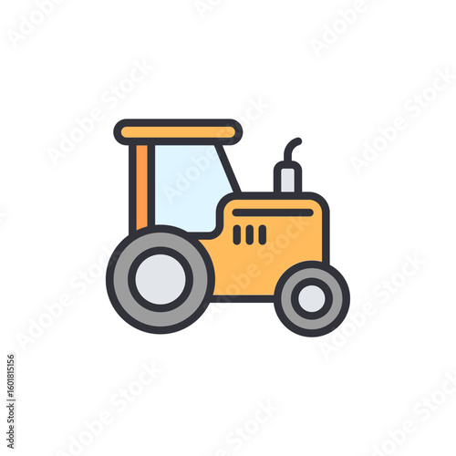 Stylized Yellow Tractor Illustration For Agricultural Or Farming Concepts