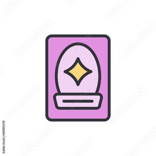 Stylized Cartoon Magic Ball With Diamond Shape On A Lilac Board