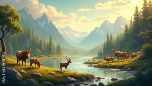 cows in the mountains, all animals in the  mountain