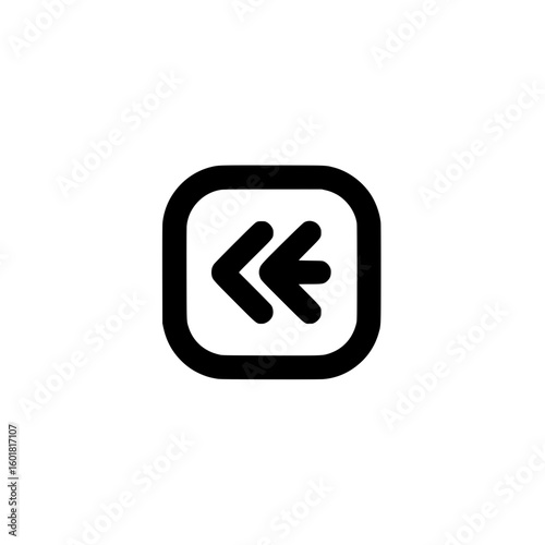 Double left-pointing arrows inside rounded square icon, perfect for rewind, back, or step-back UI commands.