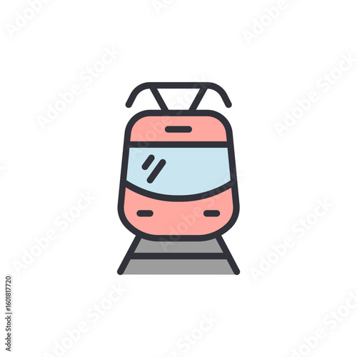 Stylized Front View Of A Modern Train On An Isolated Display