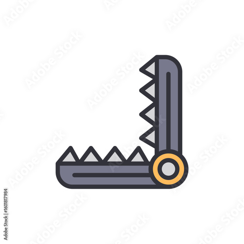Stylized Illustration Of A Metallic Trap Mechanism With Sharp Teeth