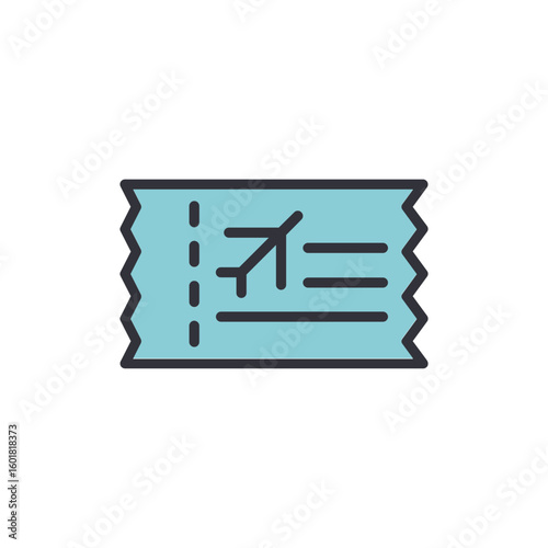 Stylized Travel Ticket Icon Design With Airplane Symbol Isolated
