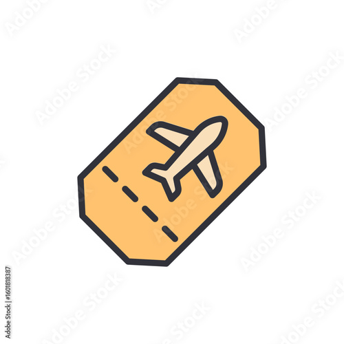Stylized Airline Ticket Illustration Featuring Airplane Icon and Perforation