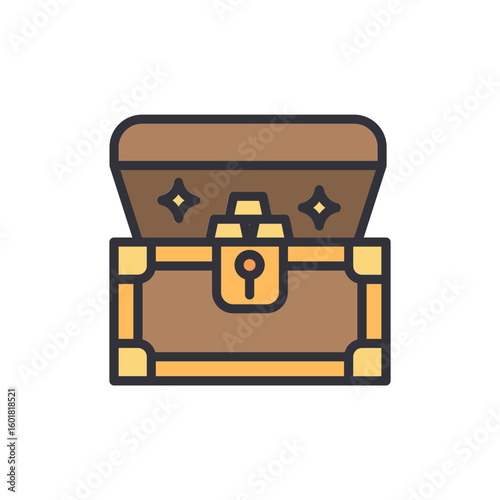 Open Treasure Chest With Gold Bars And Shining Gems Inside