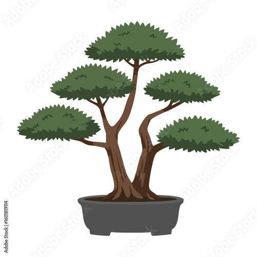 Vibrant Bonsai Tree in a Potted Landscape