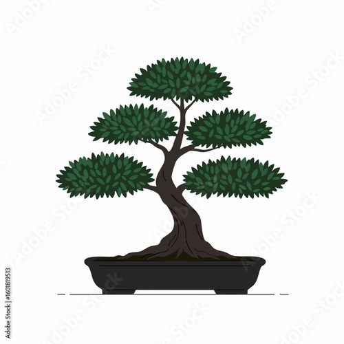 Vibrant Bonsai Tree in Simple Style