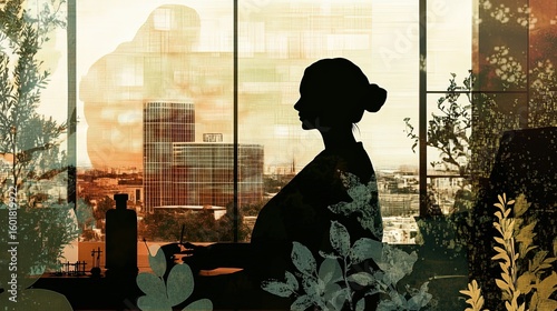 A montage showcasing silhouettes of individuals practicing acupuncture, herbal medicine, and other alternative therapies. The background includes a wellness center with a cityscape visible outside