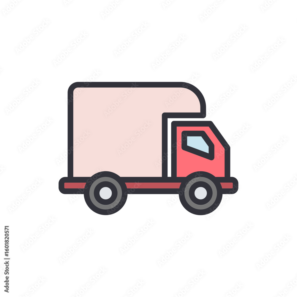 Fototapeta premium Stylized Illustration Of A Small Delivery Truck For Transporting Goods
