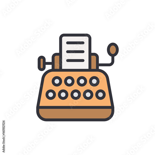 Vintage Typewriter Machine Isolated On Transparent Background Graphic Icon
