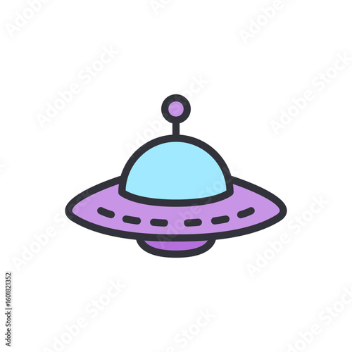 Cartoonish Flying Saucer Icon Embodying Extraterrestrial Transportation