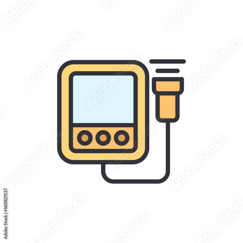 Stylized Medical Ultrasound Device Illustration On Transparent Canvas