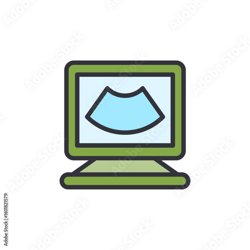 Ultrasound Diagnostic Equipment On Screen With Transparent Background