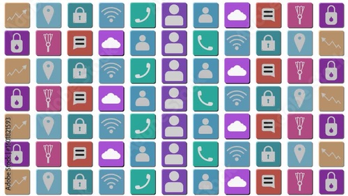 Vibrant 4K Geometric Icons Pattern Motion Background.