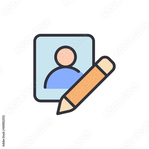 Colorful Icon Depicting User Profile Editing With Pencil Tool