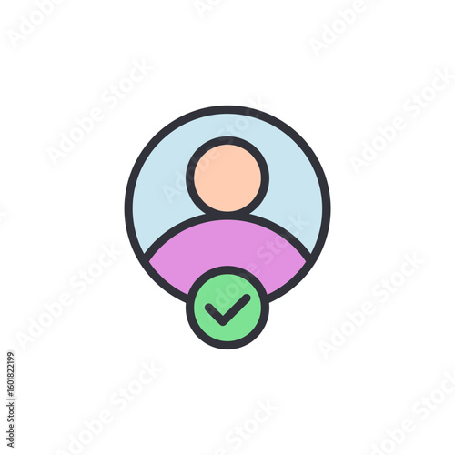 Authorized Profile Avatar With Validation Mark For Successful User Access