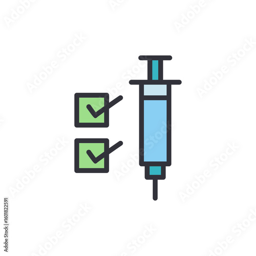 Syringe With Check Marks Symbolizing Vaccine Approval And Medical Validation