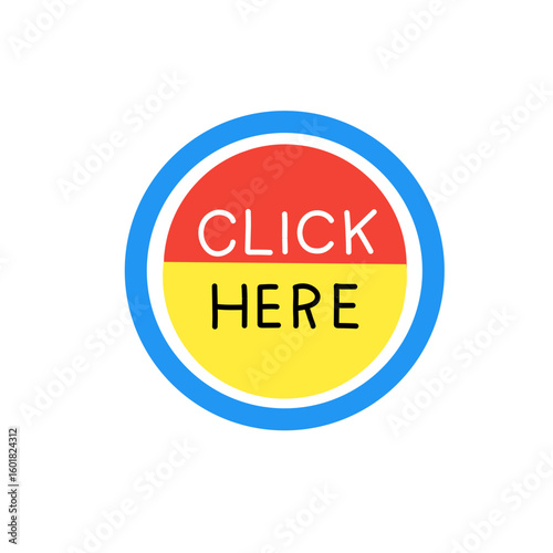 Click Here sign symbol on round button