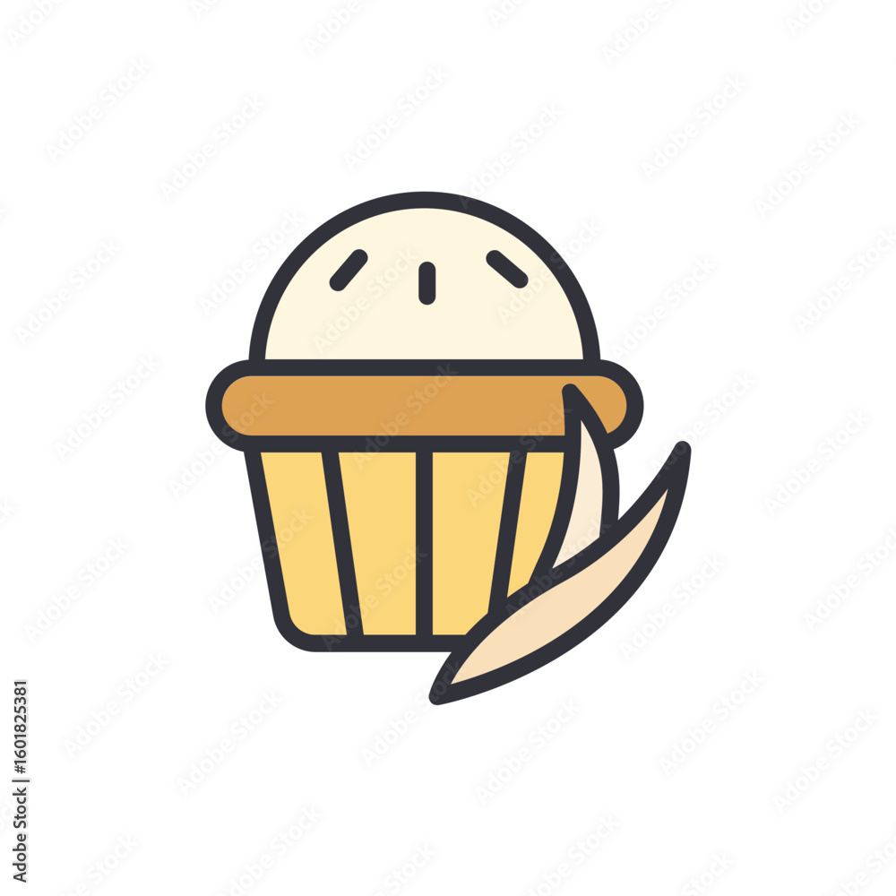Fototapeta premium Adorable Cupcake With Vanilla Bean Isolated On Transparent Background