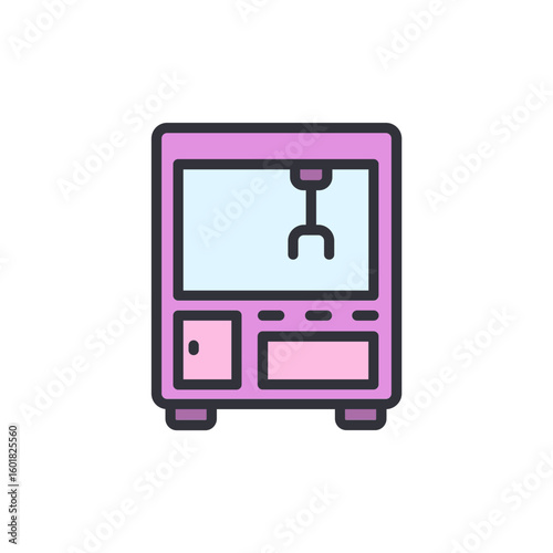 Isolated Cute Pink Claw Machine For Arcade Game On Transparent Background