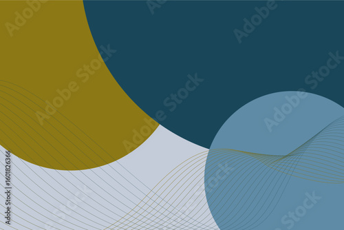 Geometric abstract background with circles and waves lines as a decoration