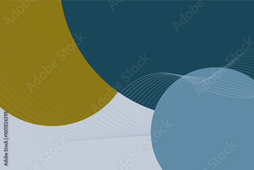 Geometric abstract background with circles and waves lines as a decoration