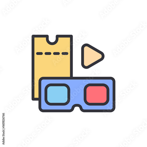 Enjoying The Cinematic Experience With 3D Glasses And Ticket