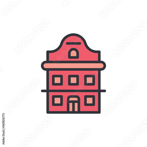 Stylized Illustration Of A Quaint Townhouse With Architectural Details