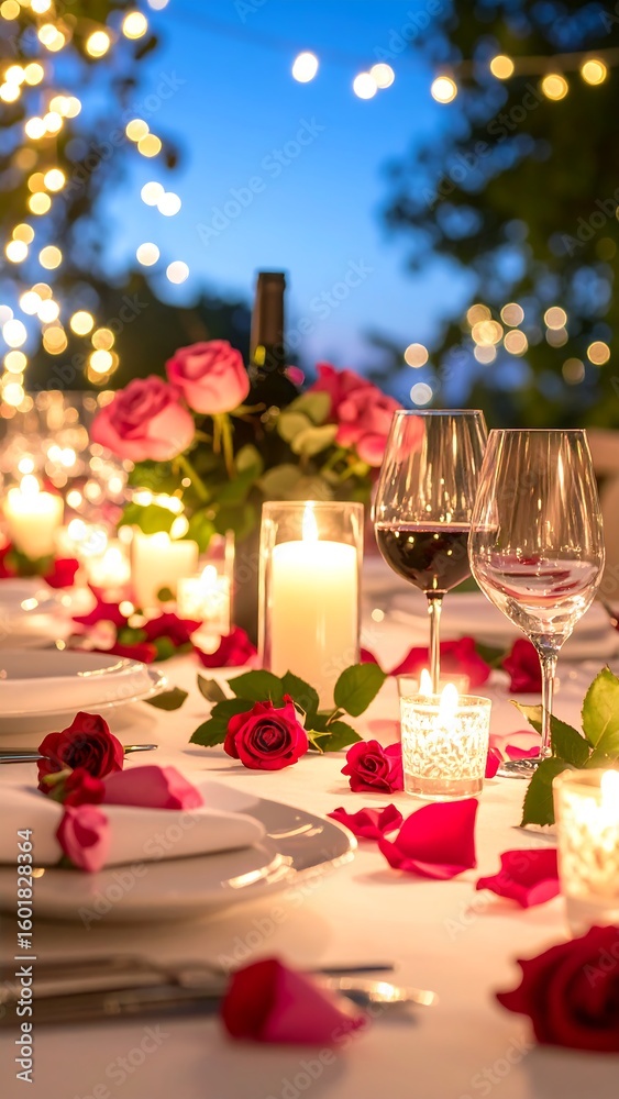 Romantic outdoor dinner table setting Romantic outdoor dinner table setting