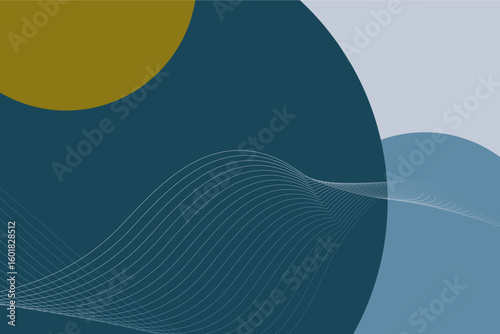 Geometric abstract background with circles and waves lines as a decoration