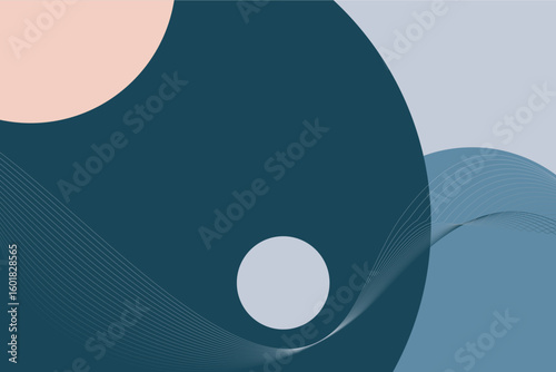 Geometric abstract background with circles and waves lines as a decoration