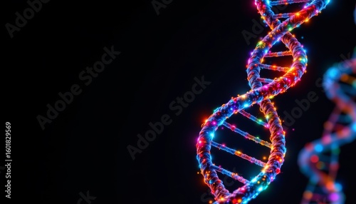 Vibrant Double Helix Structure Dark Space