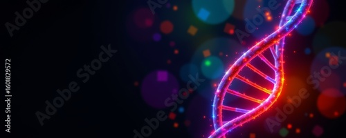Vibrant Double Helix Dark Bokeh Background