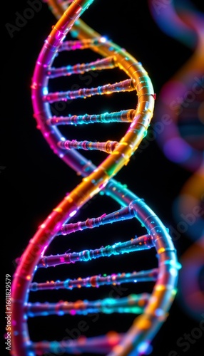 Vibrant Double Helix Structure with Depth and Movement