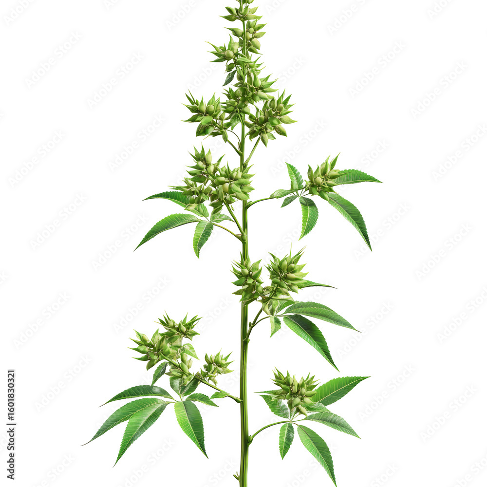 Fototapeta premium Green Plant Isolated On White, Showcasing Its Leaves And Growth. A Botanical Illustration Perfect For Nature-Themed Projects.