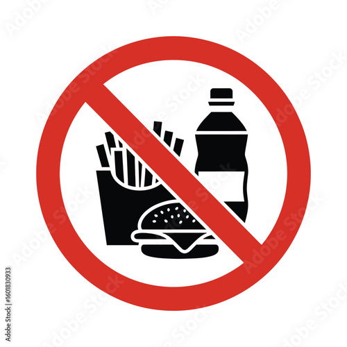 No Fast Food or Sugary Drinks Allowed: Unhealthy Food and Beverage Restriction Sign

