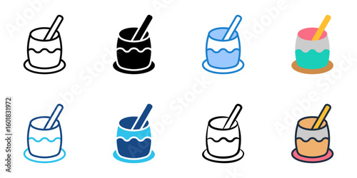 Eggnog icon set multiple style collection 
