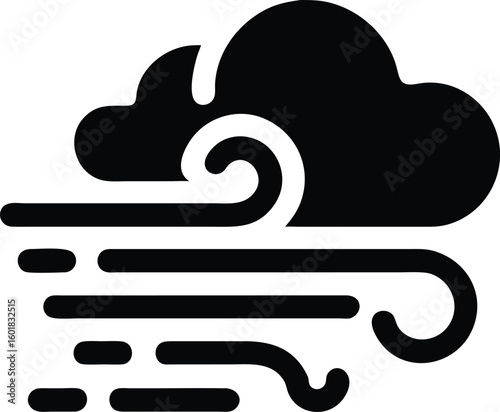 Windy weather cloud and wind icon