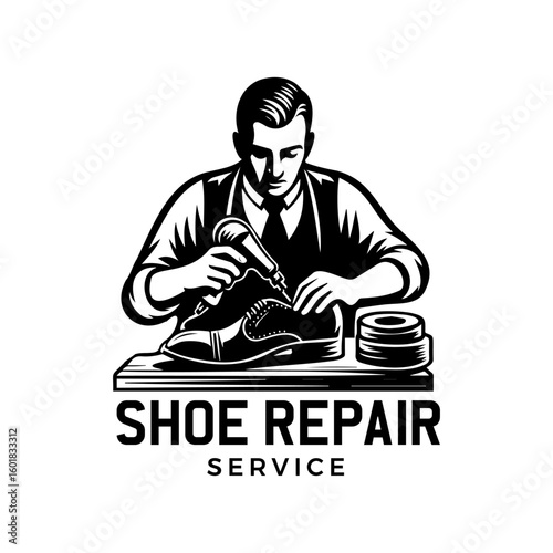 vintage vector logo of shoe maker 