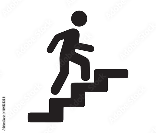 Walk up stairs icon silhouette.