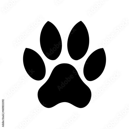 Dog paw print silhouette isolated on animal