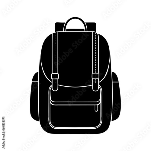 Silhouette a backpack with stitching buckles straps