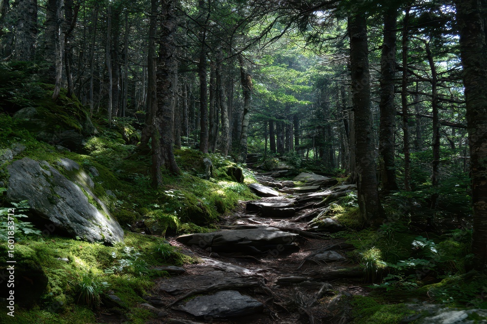 Fototapeta premium Entering the wooded section of the path